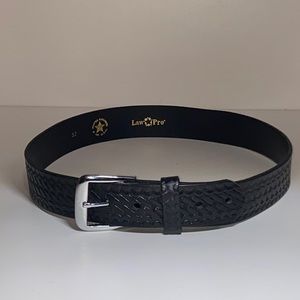 Police Law Pro Top Black Grain Leather Basket Weave Belt